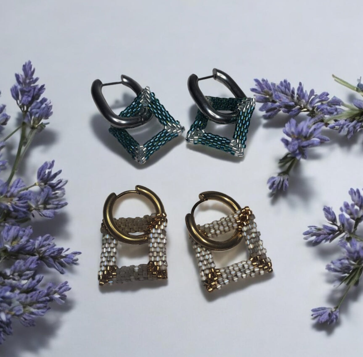 Square beaded earrings