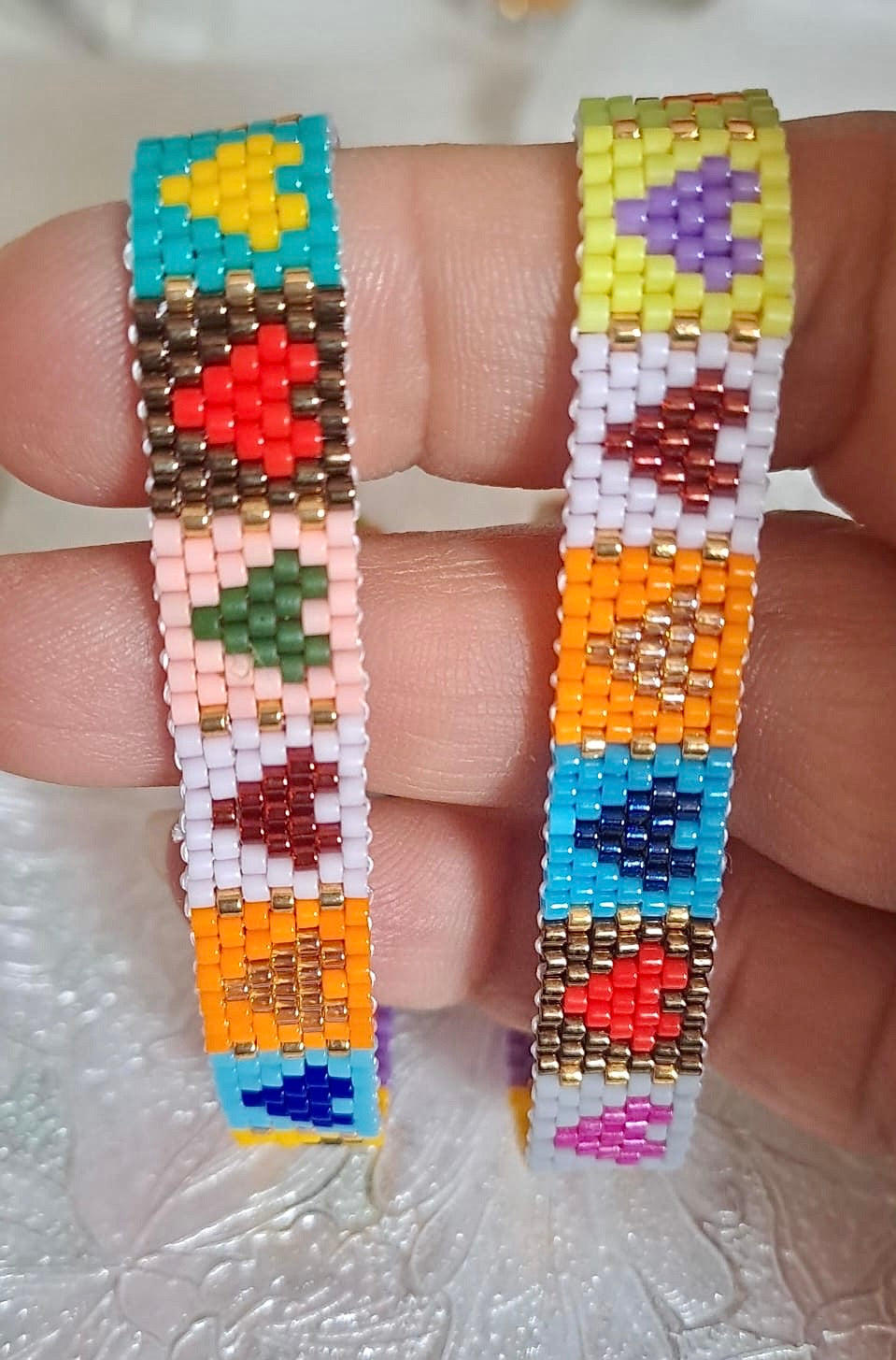 Stitched hearts Miyuki bracelet