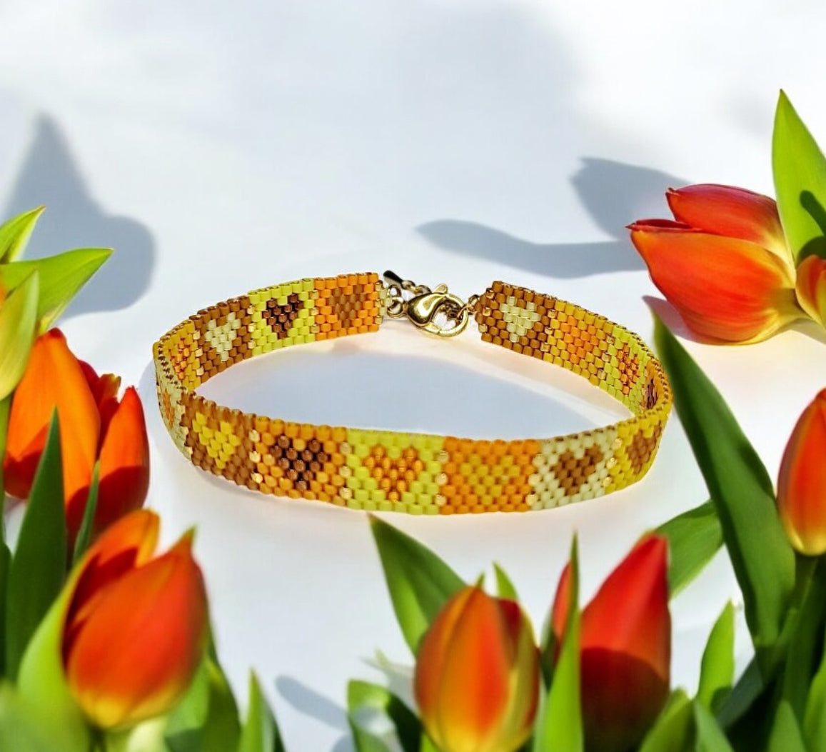 Stitched hearts Miyuki bracelet