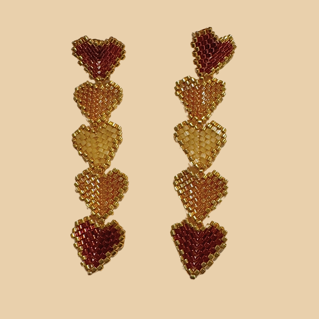 Hearts in line beaded Earrings