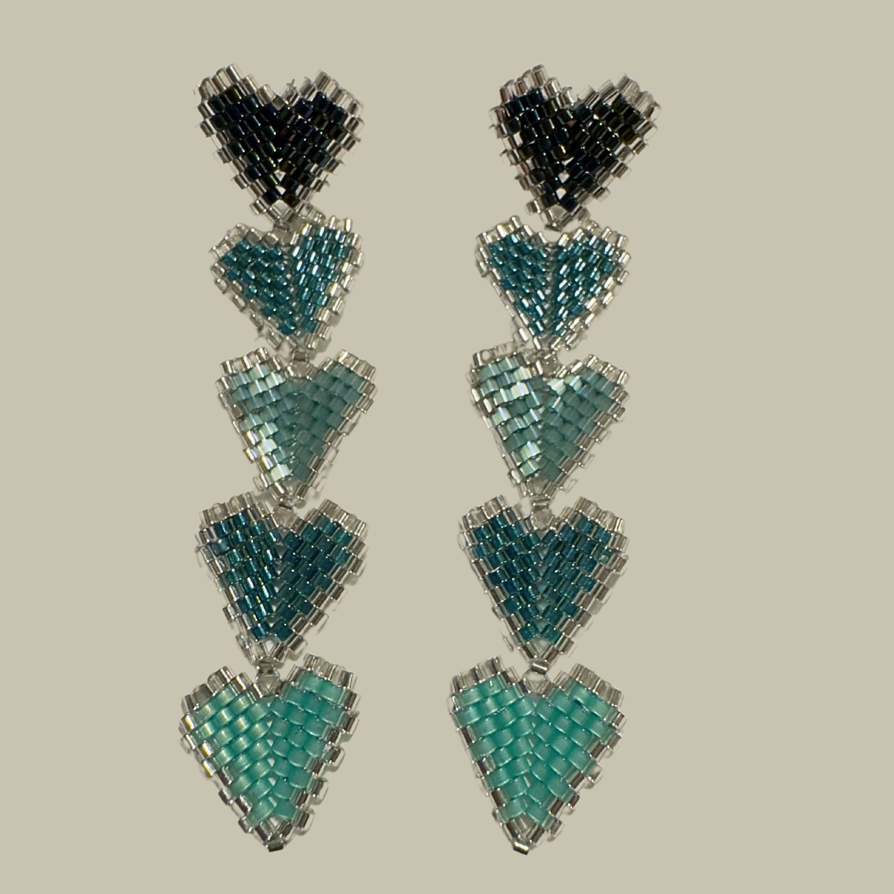 Hearts in line beaded Earrings