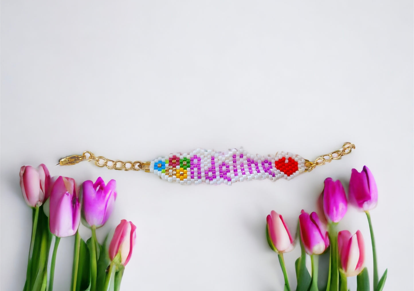 Name Personalized Miyuki Bracelet with flowers