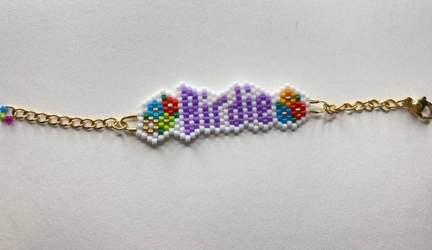 Name Personalized Miyuki Bracelet with flowers