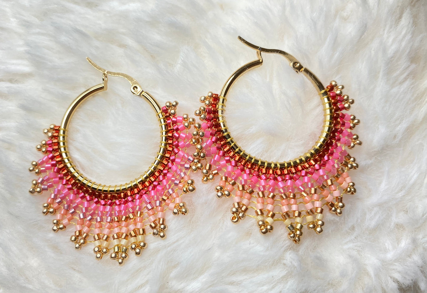 Handwoven gradient Color Miyuki Hoops