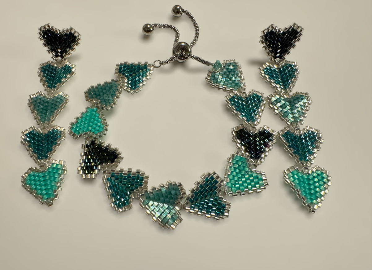 Heart line beaded Set