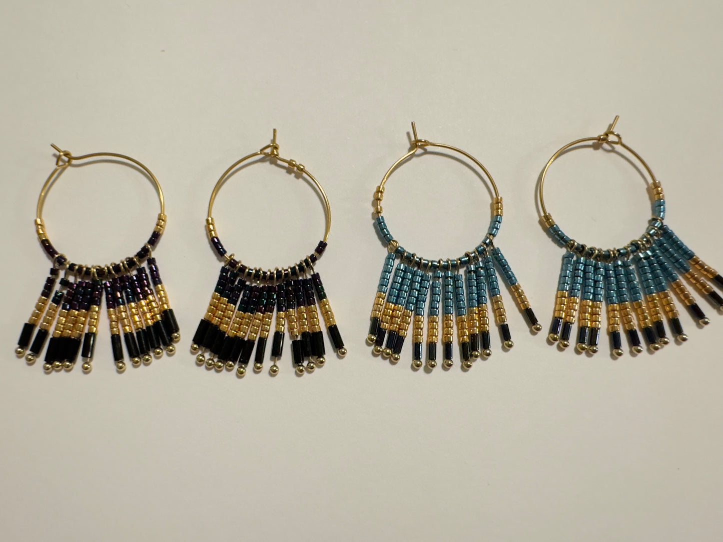 Bamboo style beaded Hoops