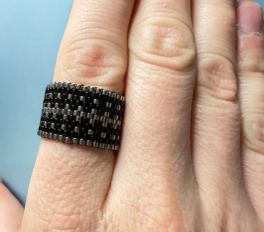 Men’s Black and Silver Ring