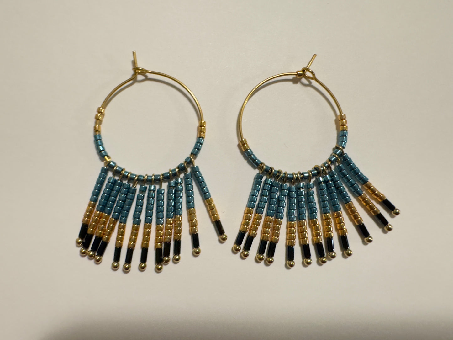 Bamboo style beaded Hoops