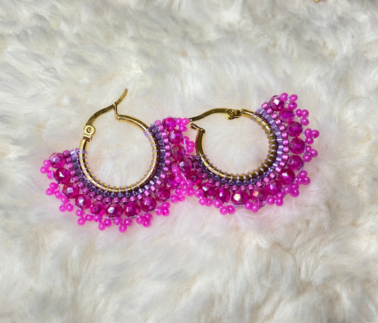 Handwoven 0.6” hoop Miyuki Earring