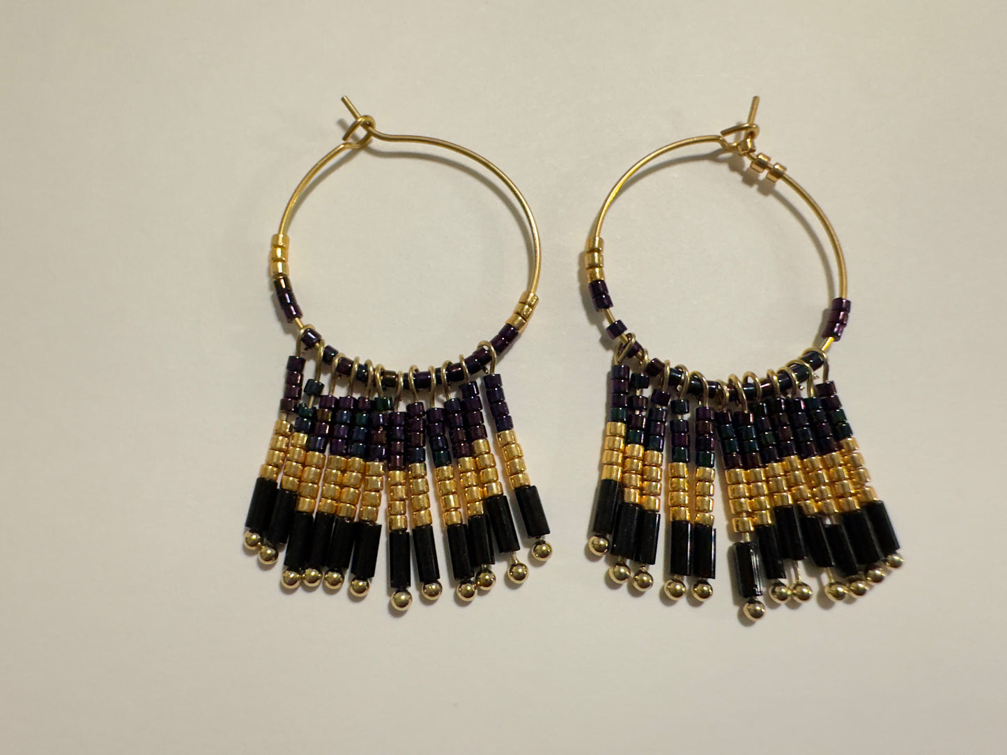 Bamboo style beaded Hoops