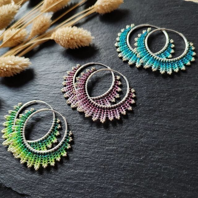 Handwoven gradient Color Miyuki Hoops