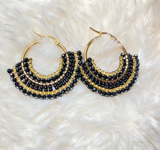 Handwoven solid color Miyuki Hoops