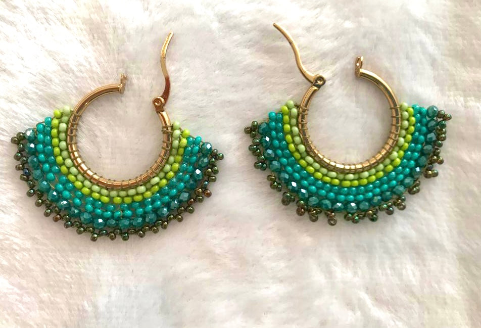 Handwoven solid color Miyuki Hoops